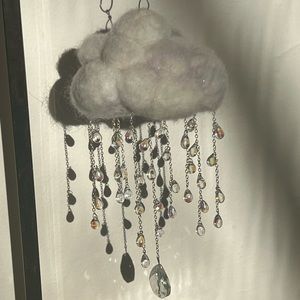 Handmade Cloud Mobile with Crystal Raindrops